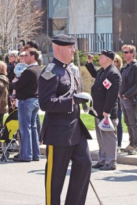 Major Adam Parkin lead the Queen's York Rangers down University Avenue in the historic parade (Auroran photos by Brock Weir)