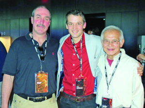 Left to right, coach Glen Bince (Matthew in the film), Kevin ‘Wheels’ Wheeler and neighbour David Fong at Real Sports Bar for the Moment Zero launch. Photo by Scott Wheeler.