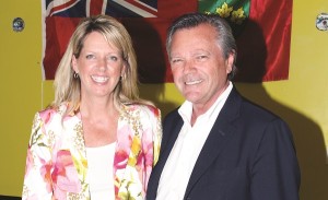 PC candidate Jane Twinney was joined by Frank Klees at the opening of her campaign office last week. Auroran photo by David Falconer