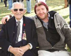 101-year-old veteran Allen Griffiths came to the ceremony with his grandson, Alex.
