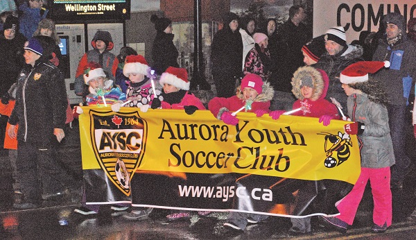 Members of the Aurora Youth Soccer Club were just one of many athletic groups represented, alongside the Aurora Tigers and the York Simcoe Bucs. 