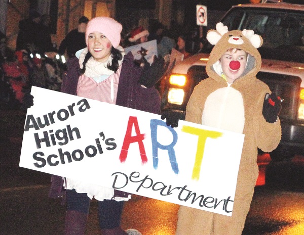 Rudolph joined AHS' art students in the procession. 