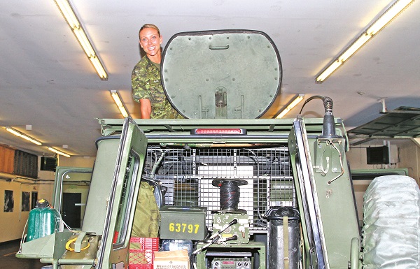 Melissa of the Queen's York Rangers demonstrates some of the Regiment at the historic Aurora Armoury.
