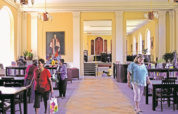 Visitors on the tour were able to explore several sites at St. Andrew's College, including their grand library.